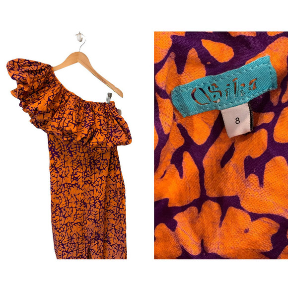 NEW SIKA Uma Printed One-Shoulder Dress (US Size 4   = UK Size 8) - Picture 4 of 8